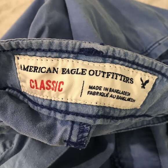 American Eagle Outfitters Shorts Mens 36 Blue Classic Chino Flat Front Zip Fly - Picture 6 of 8